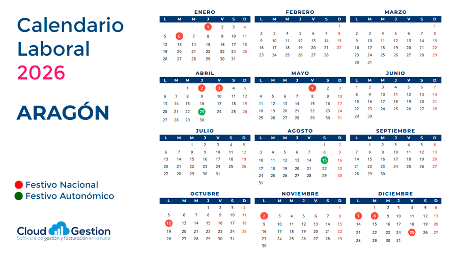 Calendario laboral 2026 en Aragón: festivos, puentes, días locales Calendario laboral 2026 en Aragón: festivos, puentes, días locales