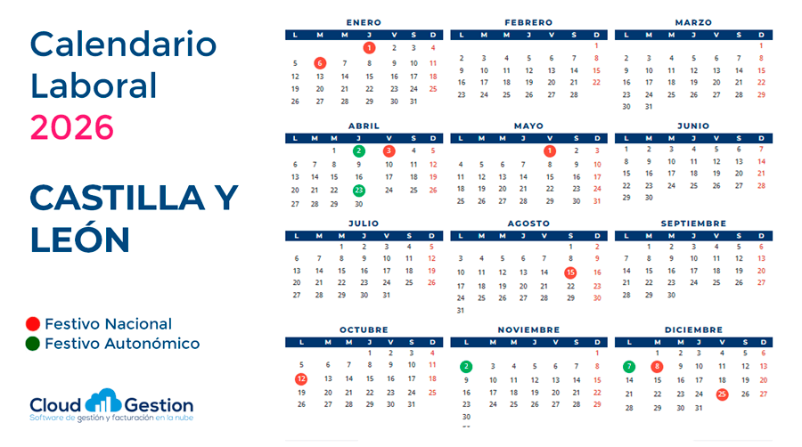 Calendario laboral 2026 de Castilla y León Calendario laboral 2026 de Castilla y León