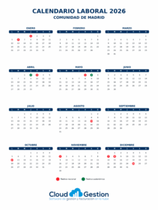 Calendario Laboral Comunidad de Madrid 2026. Festivos