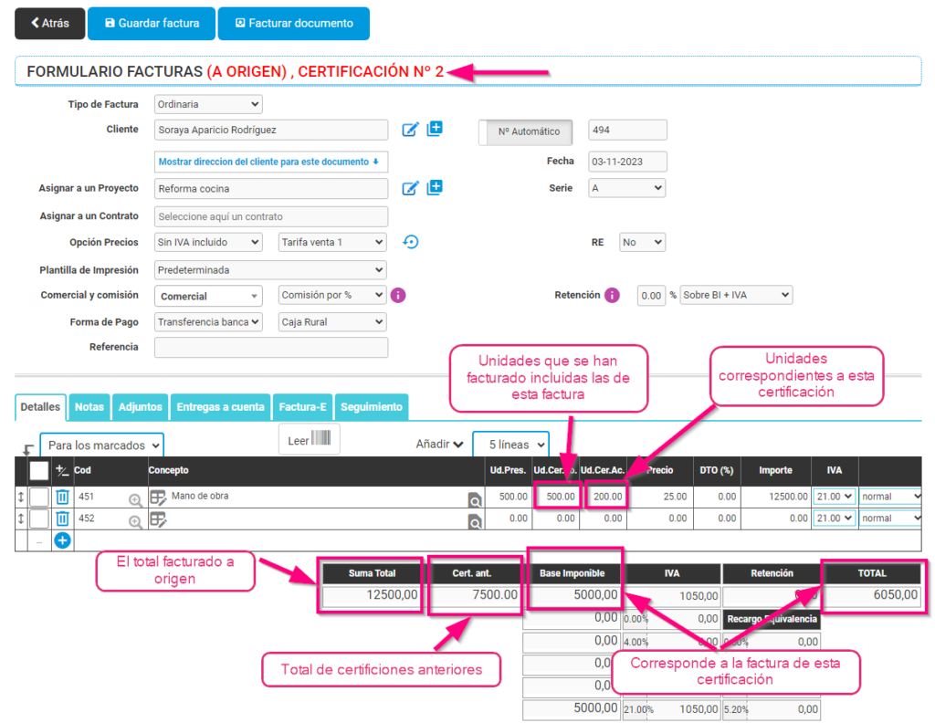 2º Certificación de facturación de origen