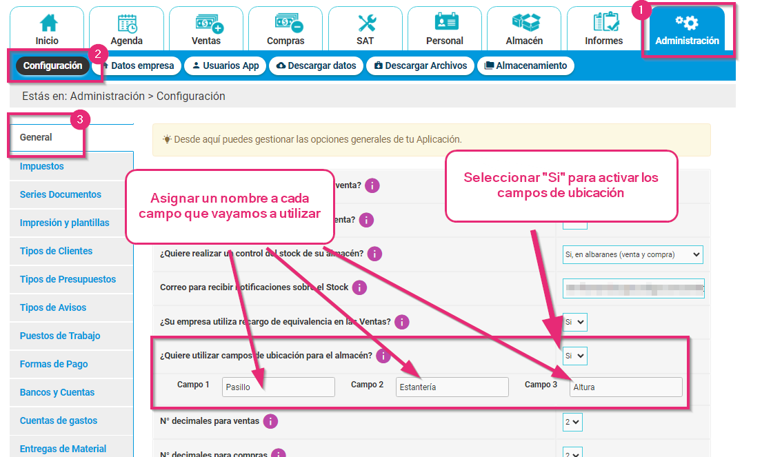 Configurar en Cloud Gestion la localización de los artículos