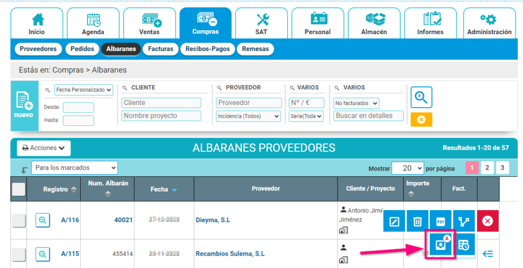Generar albarán de ventas desde albarán de compras en Cloud Gestion Generar albarán de ventas desde albarán de compras en Cloud Gestion