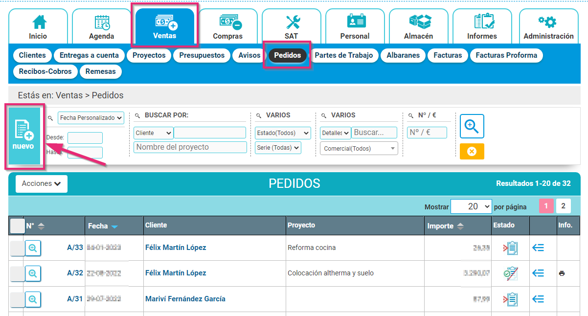 Crear pedido de ventas en Cloud Gestion Crear pedido de ventas en Cloud Gestion