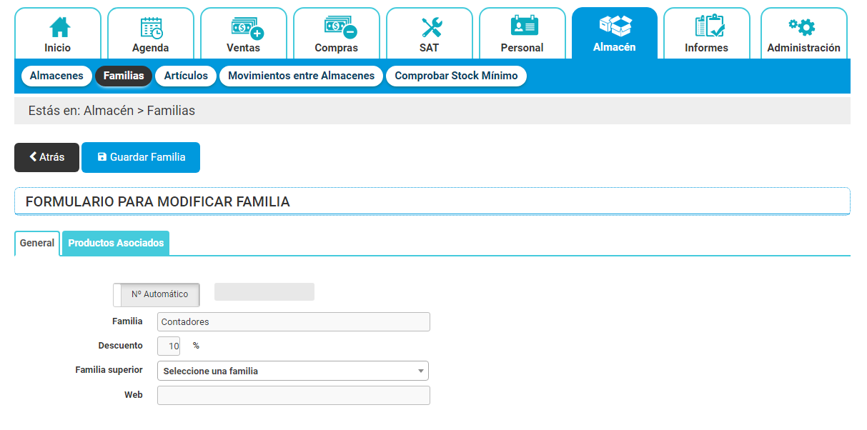 Añadir datos de familia de artículos en Cloud Gestion Añadir datos de familia de artículos en Cloud Gestion