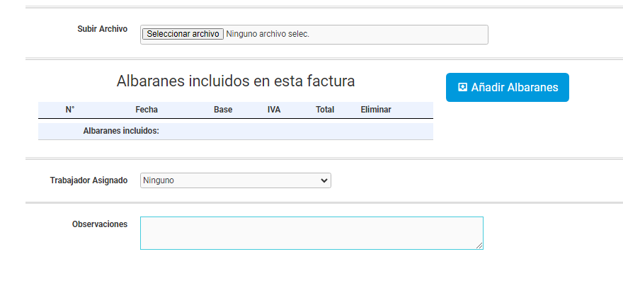 Formulario factura de compras en Cloud Gestion