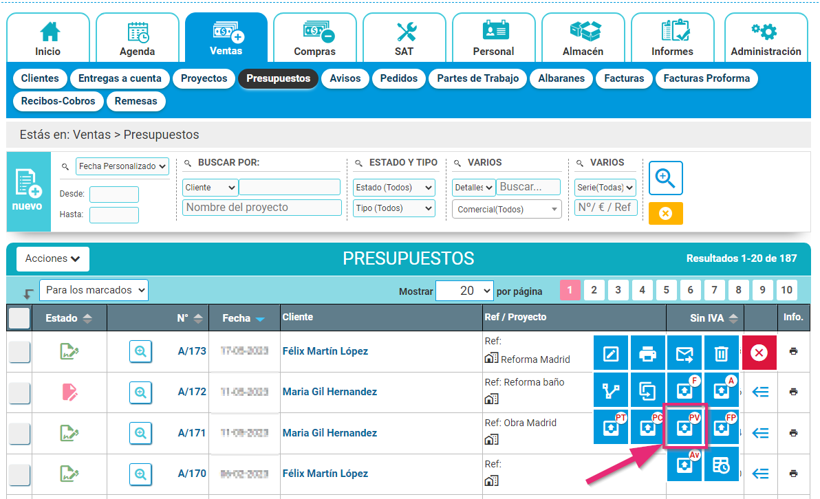 Crear pedido de ventas desde presupuestos en Cloud Gestion Crear pedido de ventas desde presupuestos en Cloud Gestion