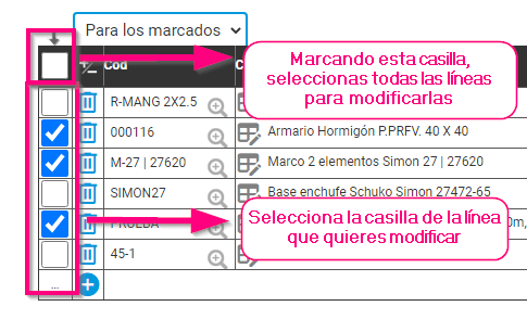 Cómo modificar varias líneas de un documento en bloque Cómo modificar varias líneas de un documento en bloque