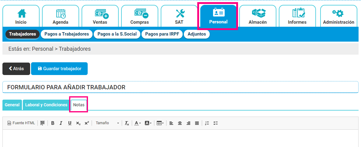 Crear un trabajador desde Cloud Gestion Crear un trabajador desde Cloud Gestion - Notas
