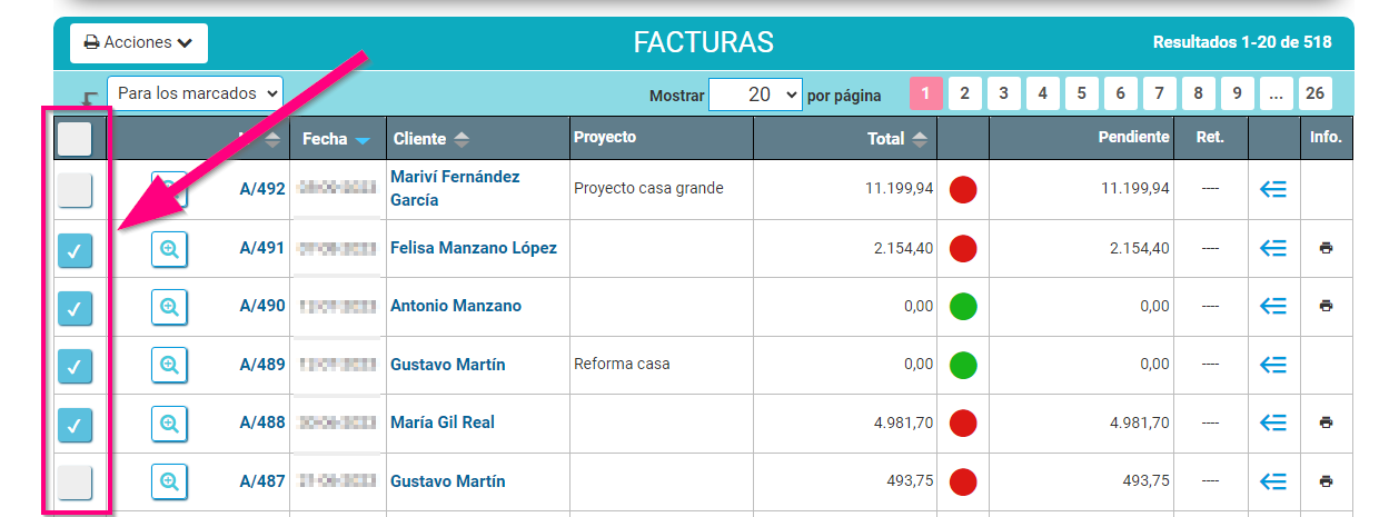 Seleccionar facturas para imprimir o enviar por email en Cloud Gestion Seleccionar facturas para imprimir o enviar por email en Cloud Gestion