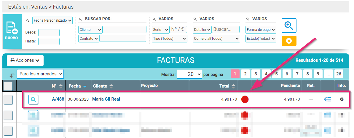 Ver el estado de la factura en Cloud Gestion Ver el estado de la factura en Cloud Gestion desde el listado
